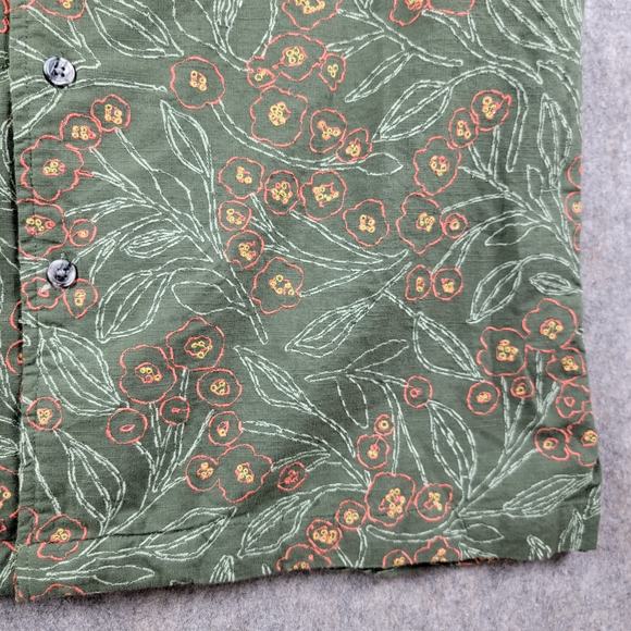 Todd Snyder Embroidered Floral Camp Shirt size M Olive Green Short Sleeve NWT - Picture 8 of 12